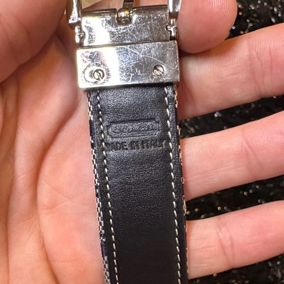 Vintage Coach Navy and Grey Signature Belt Size M - Picture 2 of 3